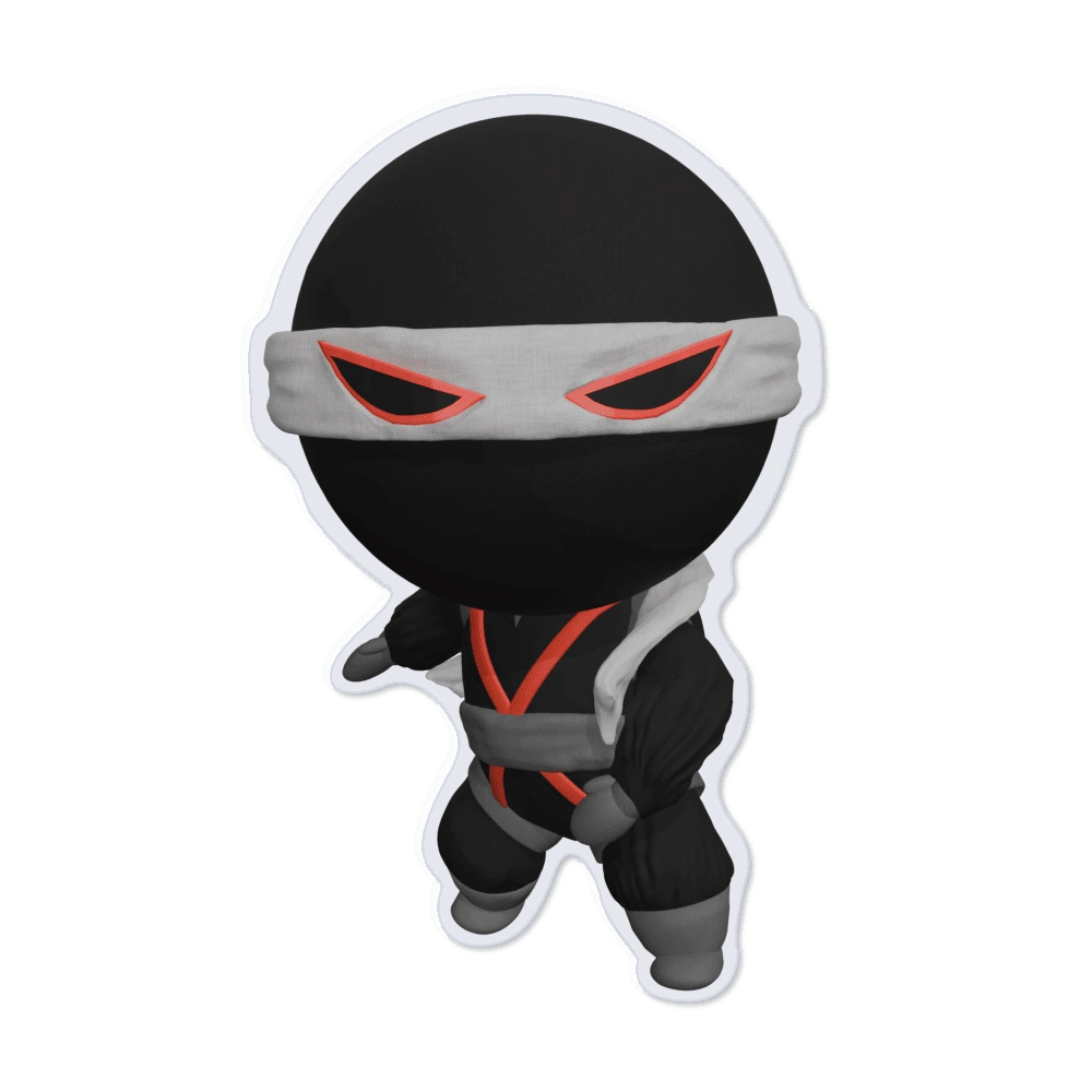 QA Ninjas mascot – black and red ninja symbolizing software quality and precision.